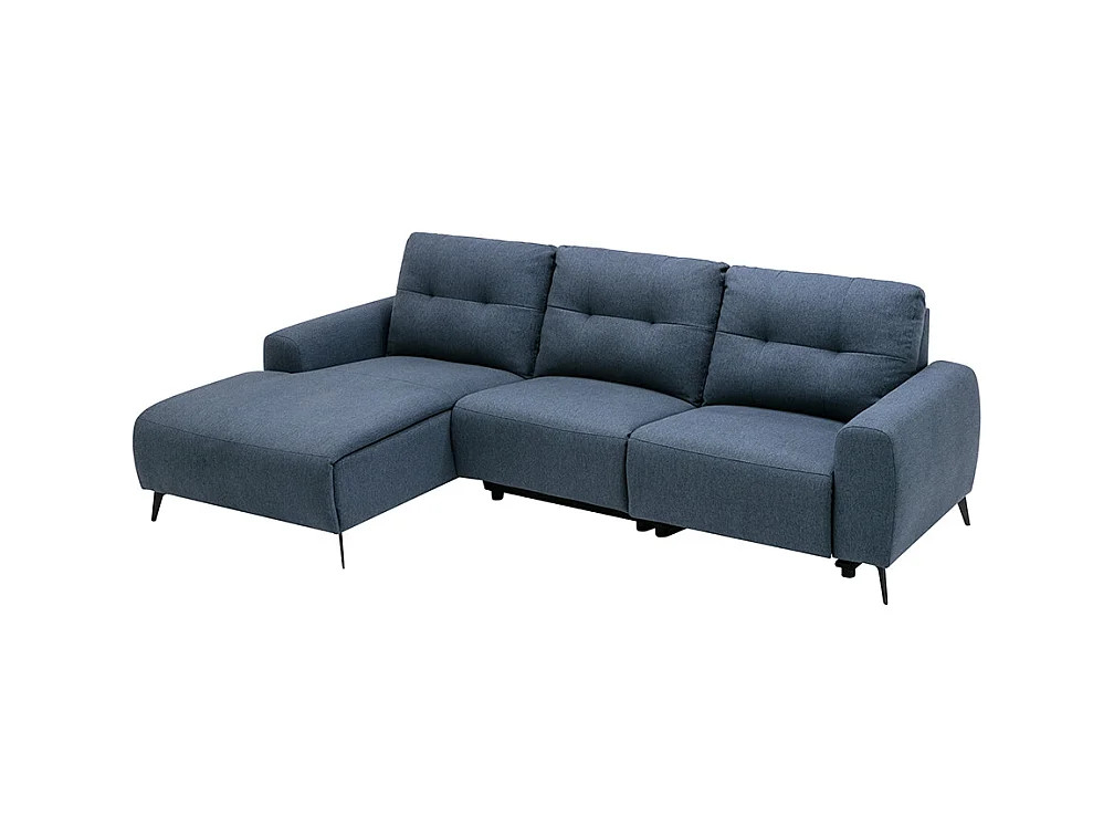 Relaxsofa Ecksofa - Ecke Links - Melierter Stoff - Blau - NERUDA