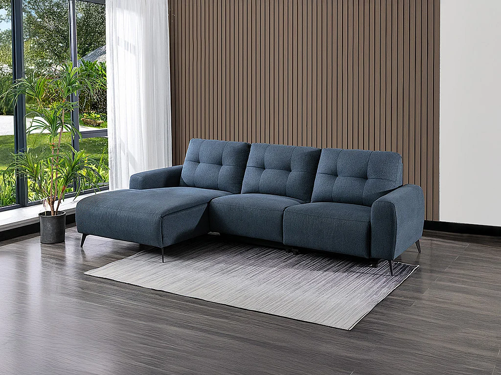 Relaxsofa Ecksofa - Ecke Links - Melierter Stoff - Blau - NERUDA