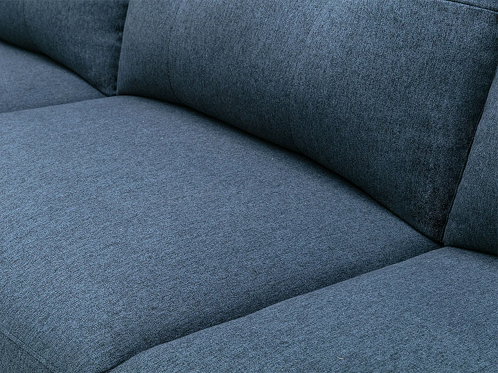 Kanapa narożna lewoskrętna, z elektryczną funkcją relax, z tkaniny w kolorze niebieskim - NERUDA