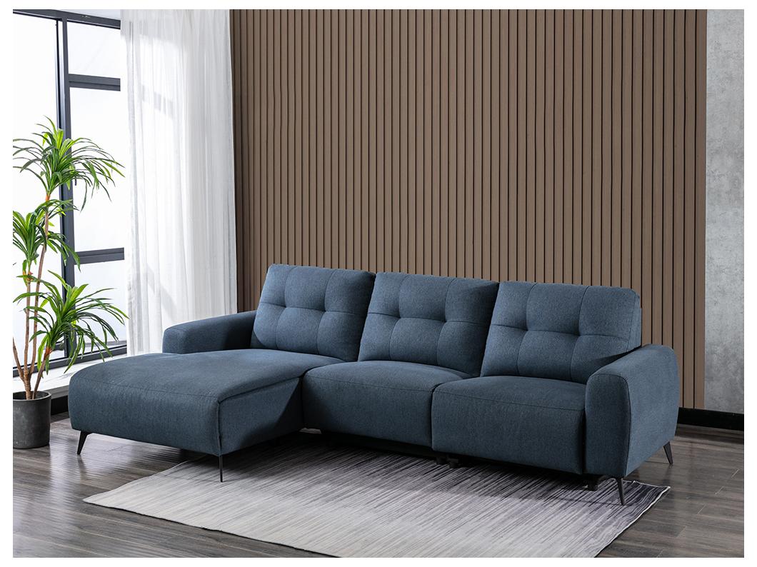 Divano angolare relax elettrico in Tessuto Blu - Angolo a sinistra - NERUDA