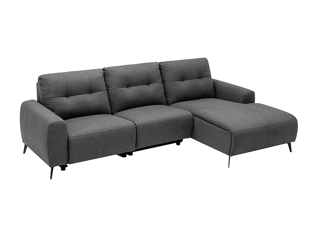 Canapé d'angle droit relax électrique en tissu chiné gris NERUDA