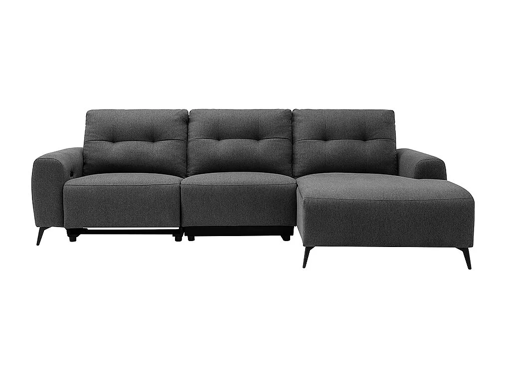 Canapé d'angle droit relax électrique en tissu chiné gris NERUDA