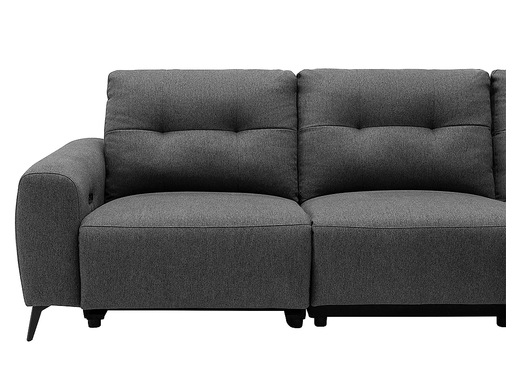 Canapé d'angle droit relax électrique en tissu chiné gris NERUDA