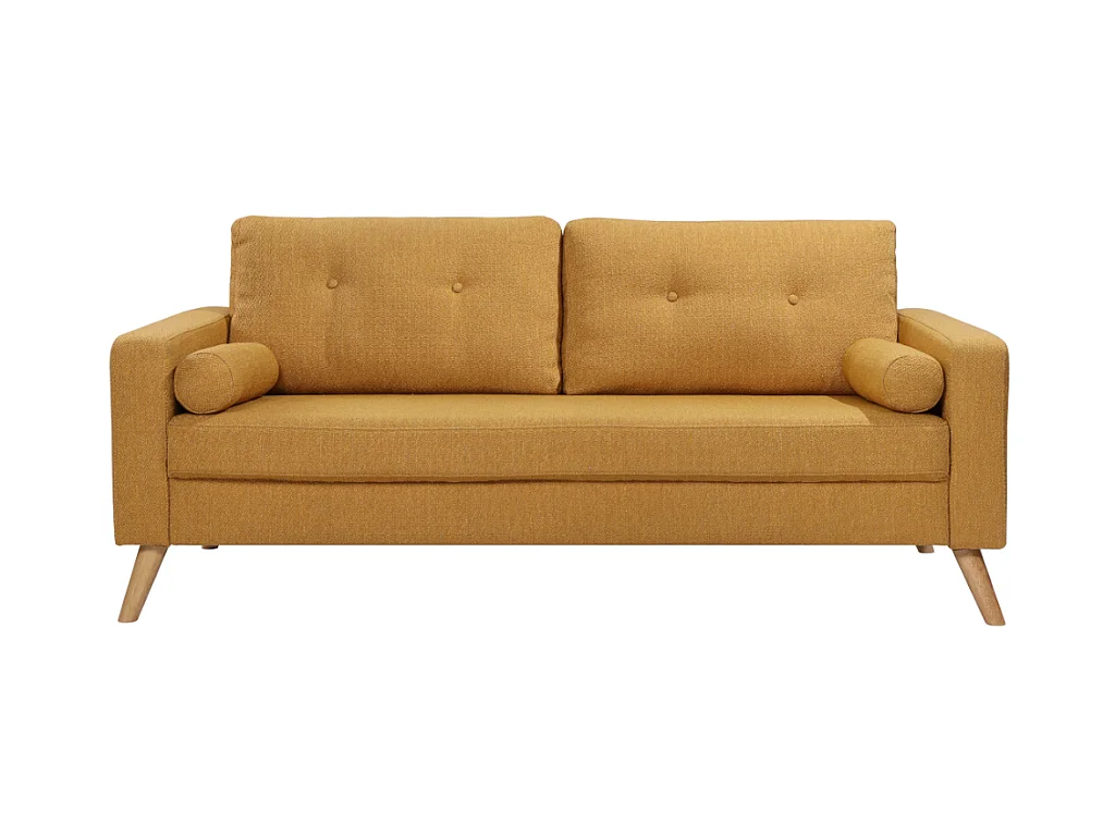 Sofá de 3+2 lugares em tecido efeito lã amarelo - TATUM