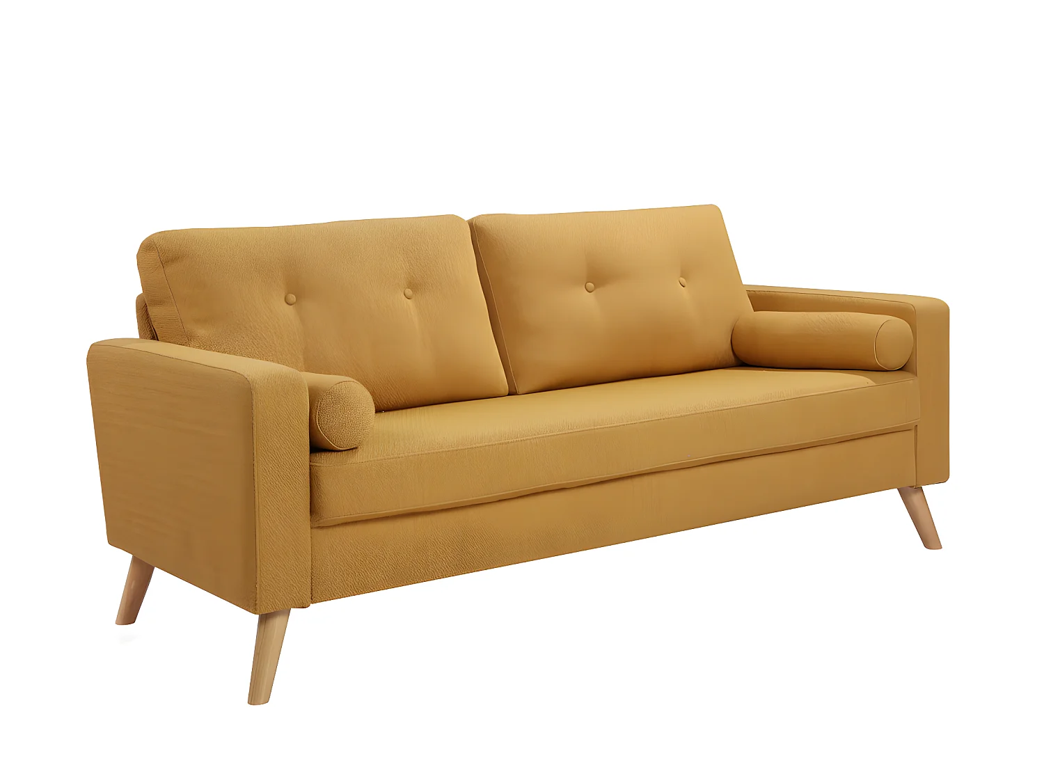 Sofá de 3+2 lugares em tecido efeito lã amarelo - TATUM