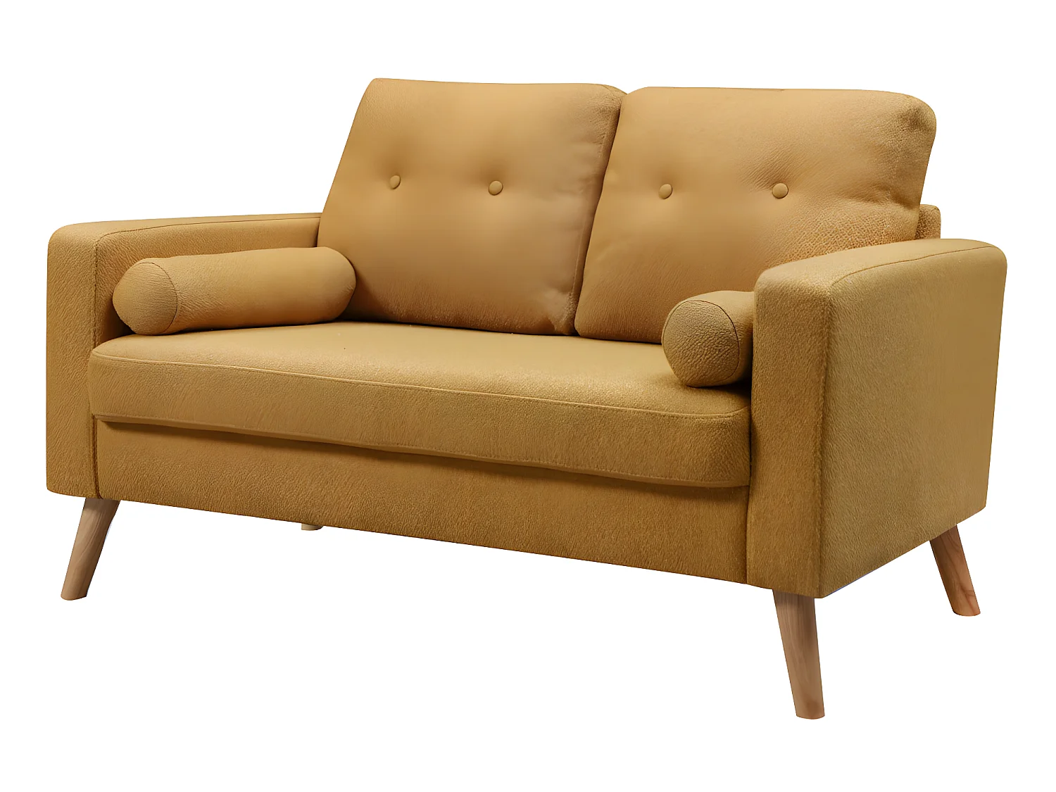 Canapés 3 places et 2 places en tissu effet lainage à bouclettes TATUM - Jaune