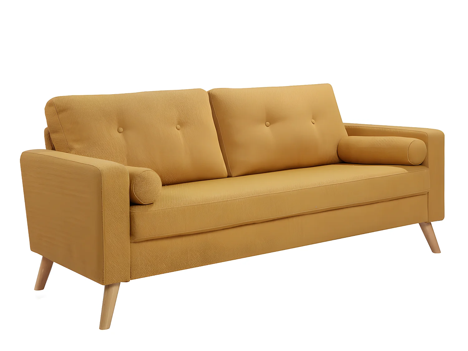 Canapés 3 places et 2 places en tissu effet lainage à bouclettes TATUM - Jaune