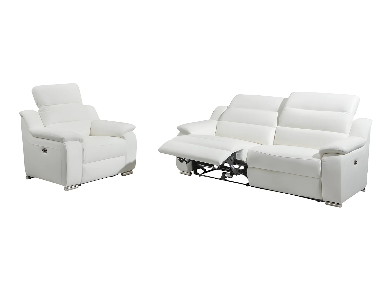 Couchgarnitur mit Relaxfunktion 3+1 - Leder - Elfenbeinfarben - ARENA III