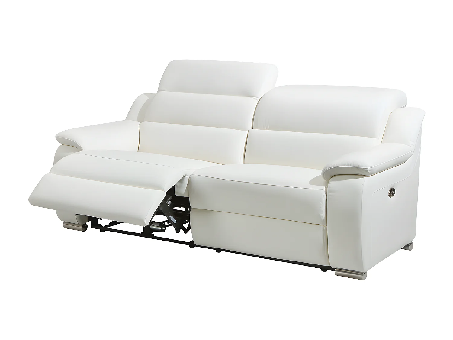 Sofá de 3 plazas y sillón relax eléctrico de piel ARENA III - Marfil