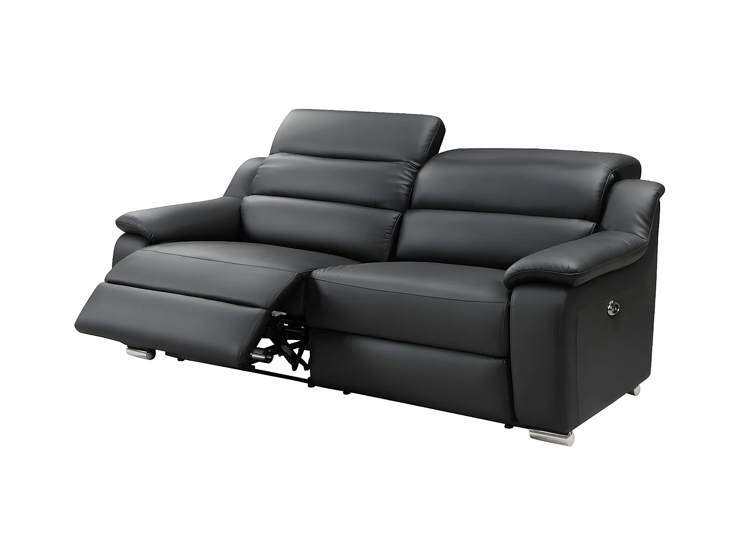 Canapé 3 places et fauteuil relax électrique en cuir noir ARENA III