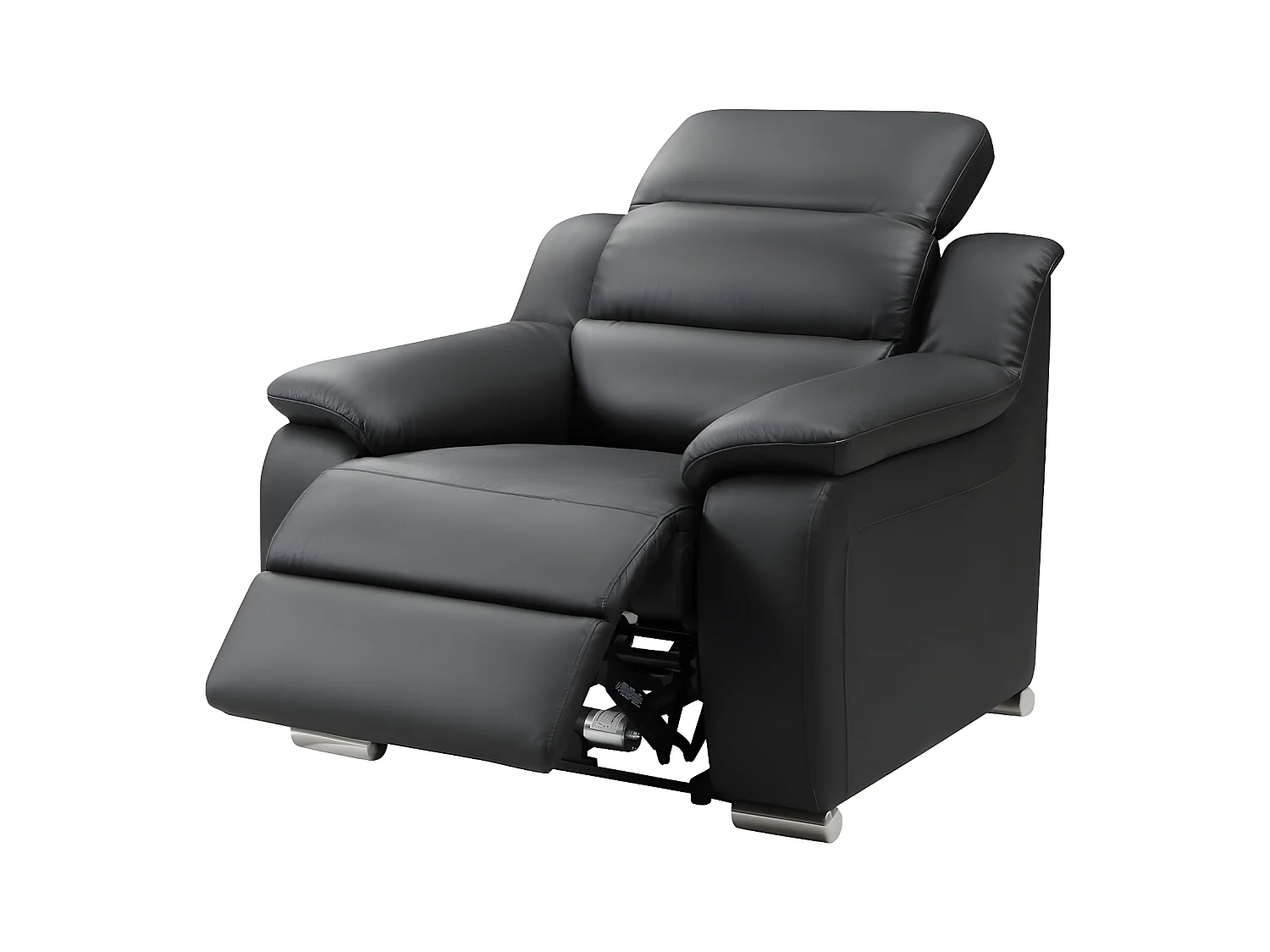 Canapé 3 places et fauteuil relax électrique en cuir noir ARENA III