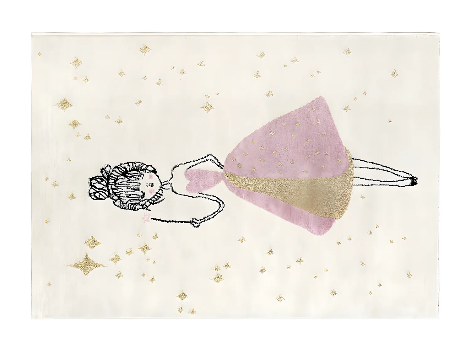 Kinderteppich mit Feenmotif - 120 x 170 cm - Elfenbein  & Rosa - ARIEL