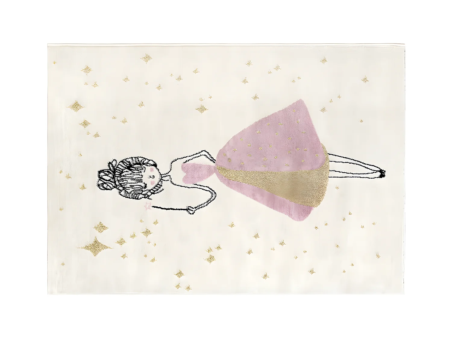 Kinderteppich mit Feenmotif - 120 x 170 cm - Elfenbein  & Rosa - ARIEL