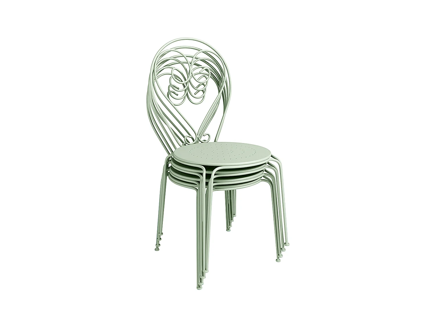 Lot de 4 chaises de jardin empilables en métal façon fer forgé - Vert amande - GUERMANTES de MYLIA