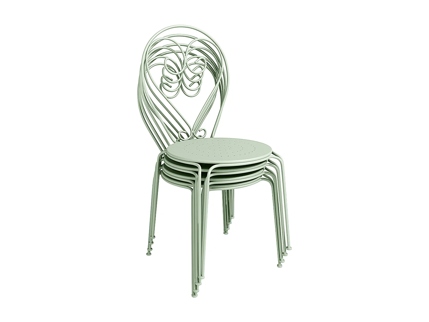 Lot de 4 chaises de jardin empilables en métal façon fer forgé - Vert amande - GUERMANTES de MYLIA