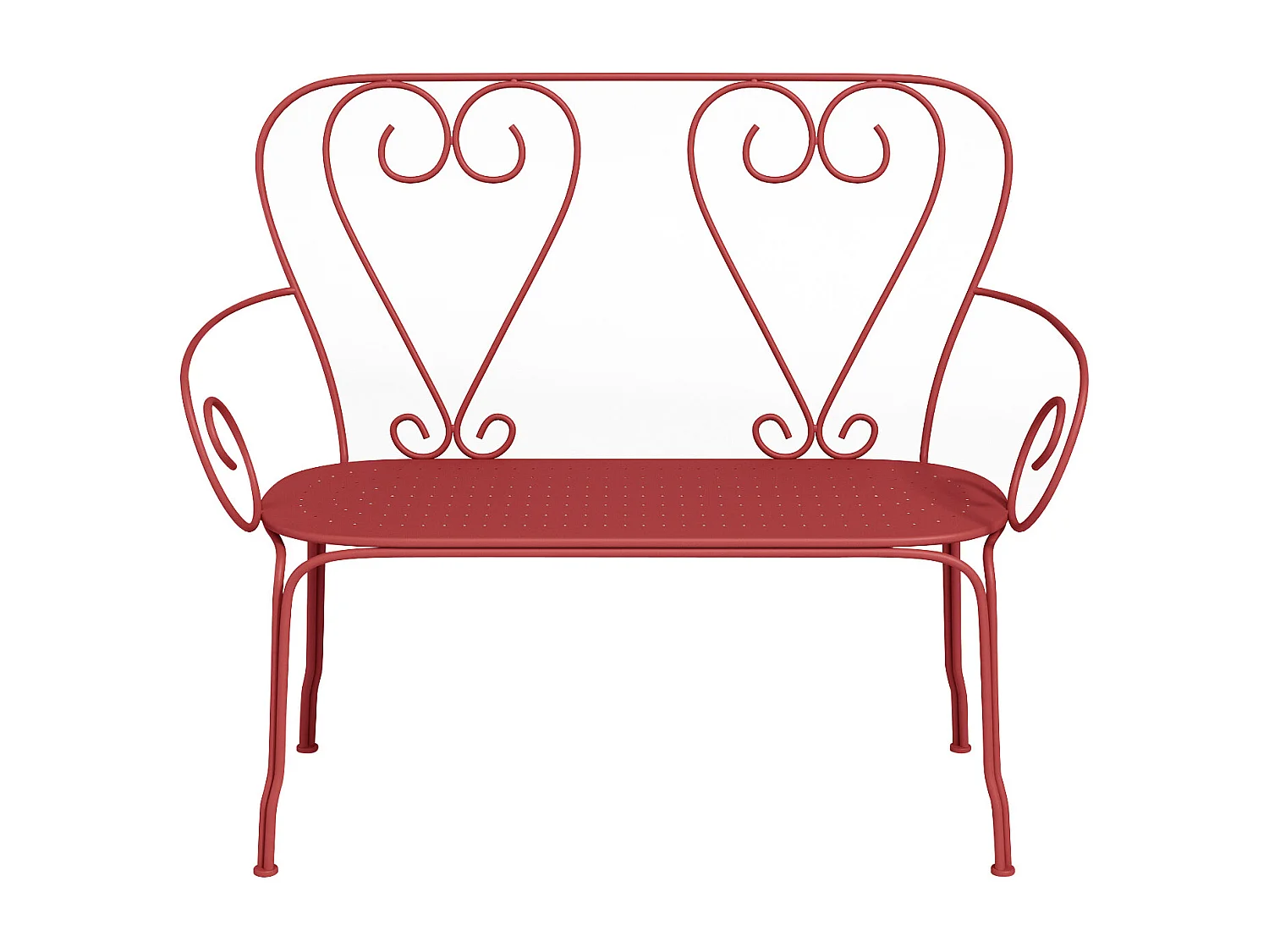 Banco de jardim em metal ferro forjado cor terracota - GUERMANTES