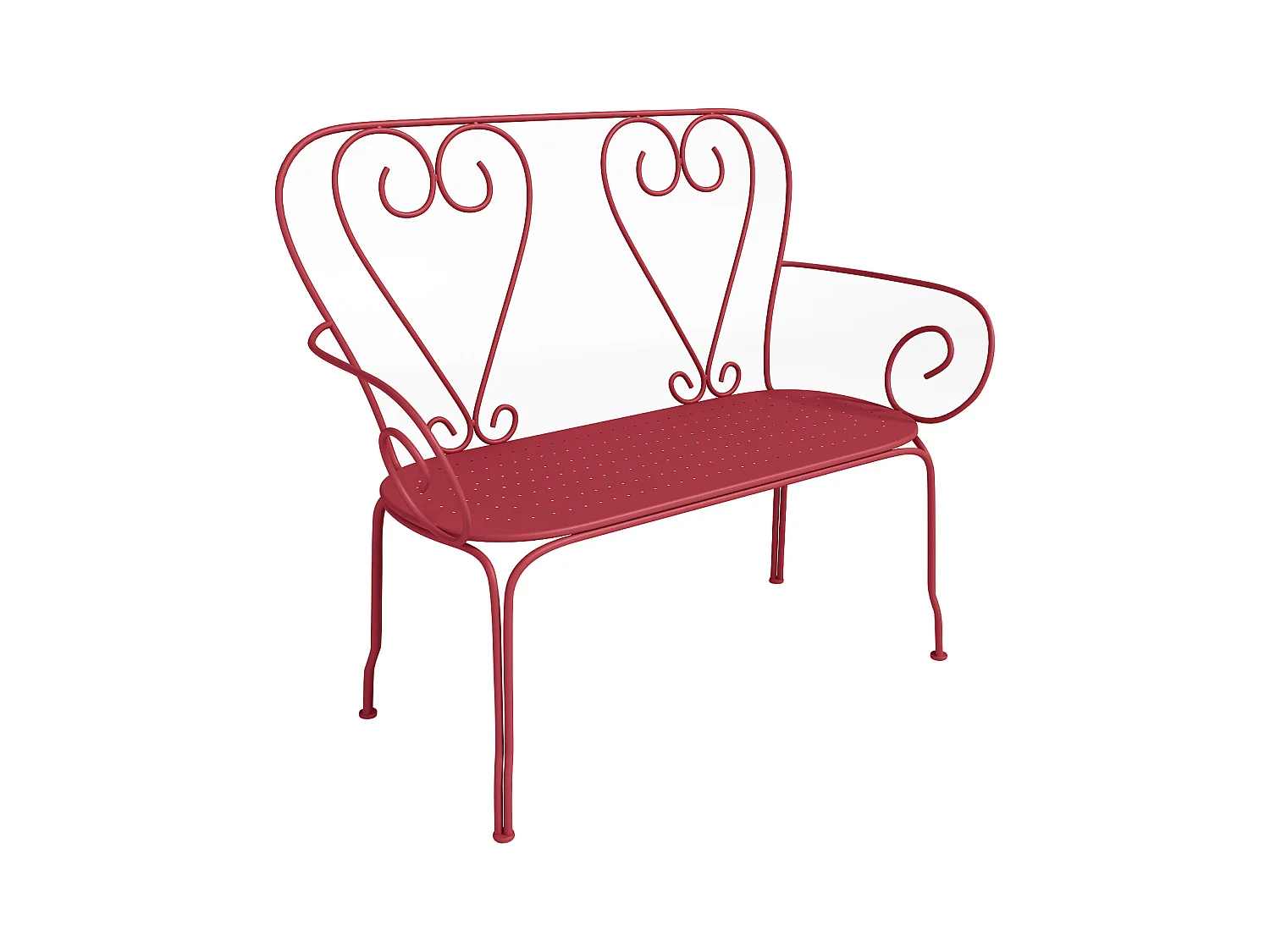 Banc de jardin en métal façon fer forgé - Terracotta - GUERMANTES de MYLIA