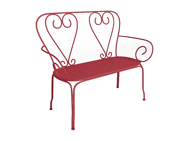 Banc de jardin en métal façon fer forgé - Terracotta - GUERMANTES de MYLIA