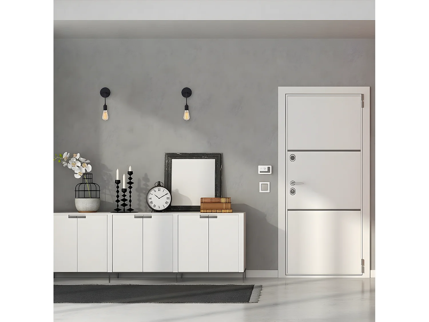 Applique Cagliari, Noir, 12x12x27 cm, EPIKASA