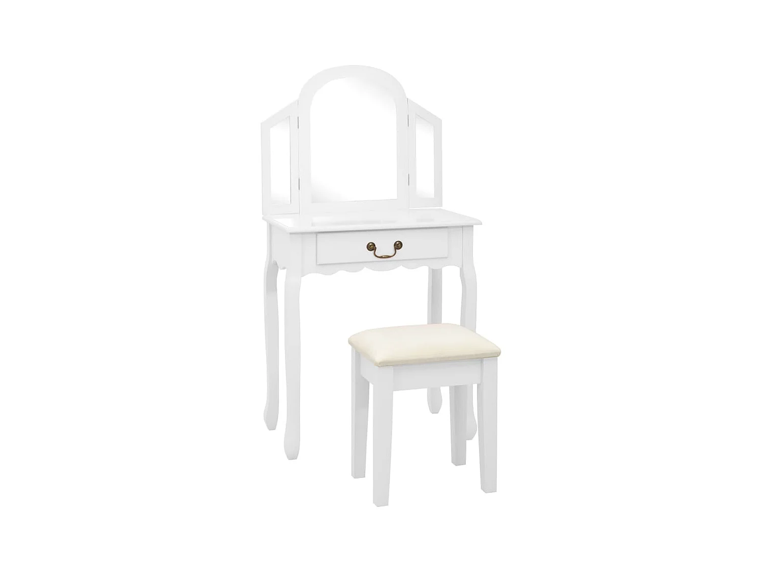 Coiffeuse et tabouret de effet bois blanche 65 x 36 x 128 cm 02_0006268