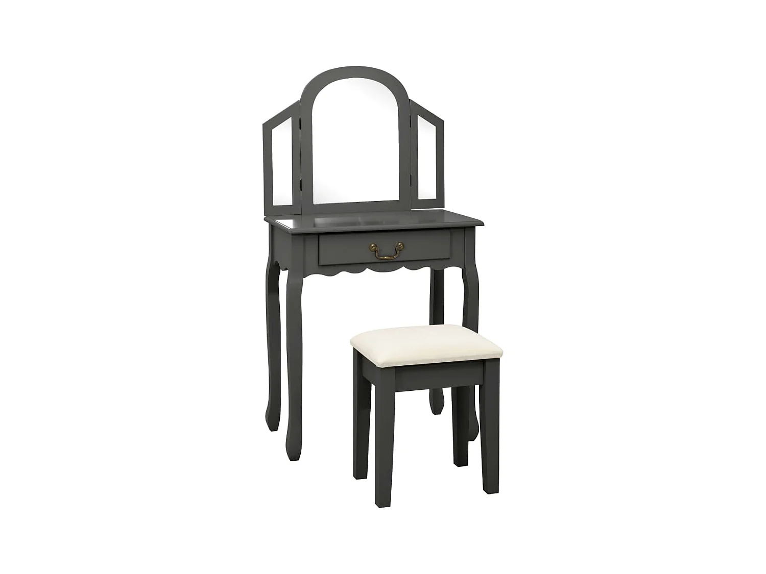 Coiffeuse table de maquillage effet bois marron 65 x 36 x 128 cm 02_0006378