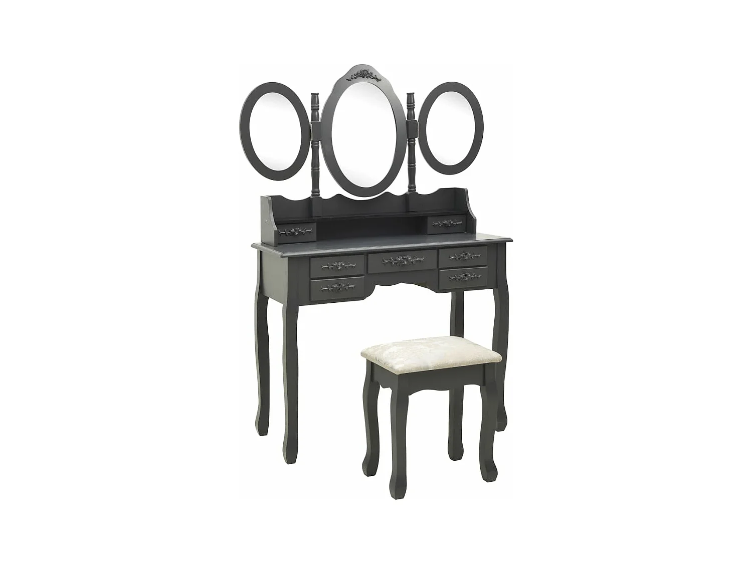 Coiffeuse table de maquillage grise 90 x 40 x 146 cm 02_0006270