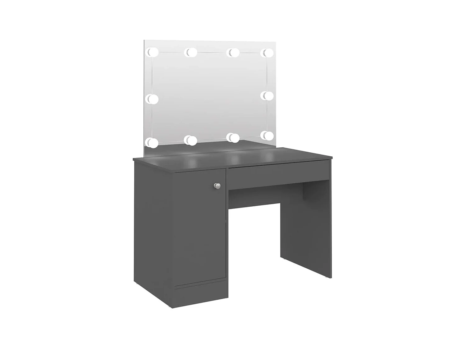 Toeletta tavolo da trucco mobile di design mobile per camera da letto con illuminazione a LED 110 x 55 x 145 cm MDF grigio 02_0006398