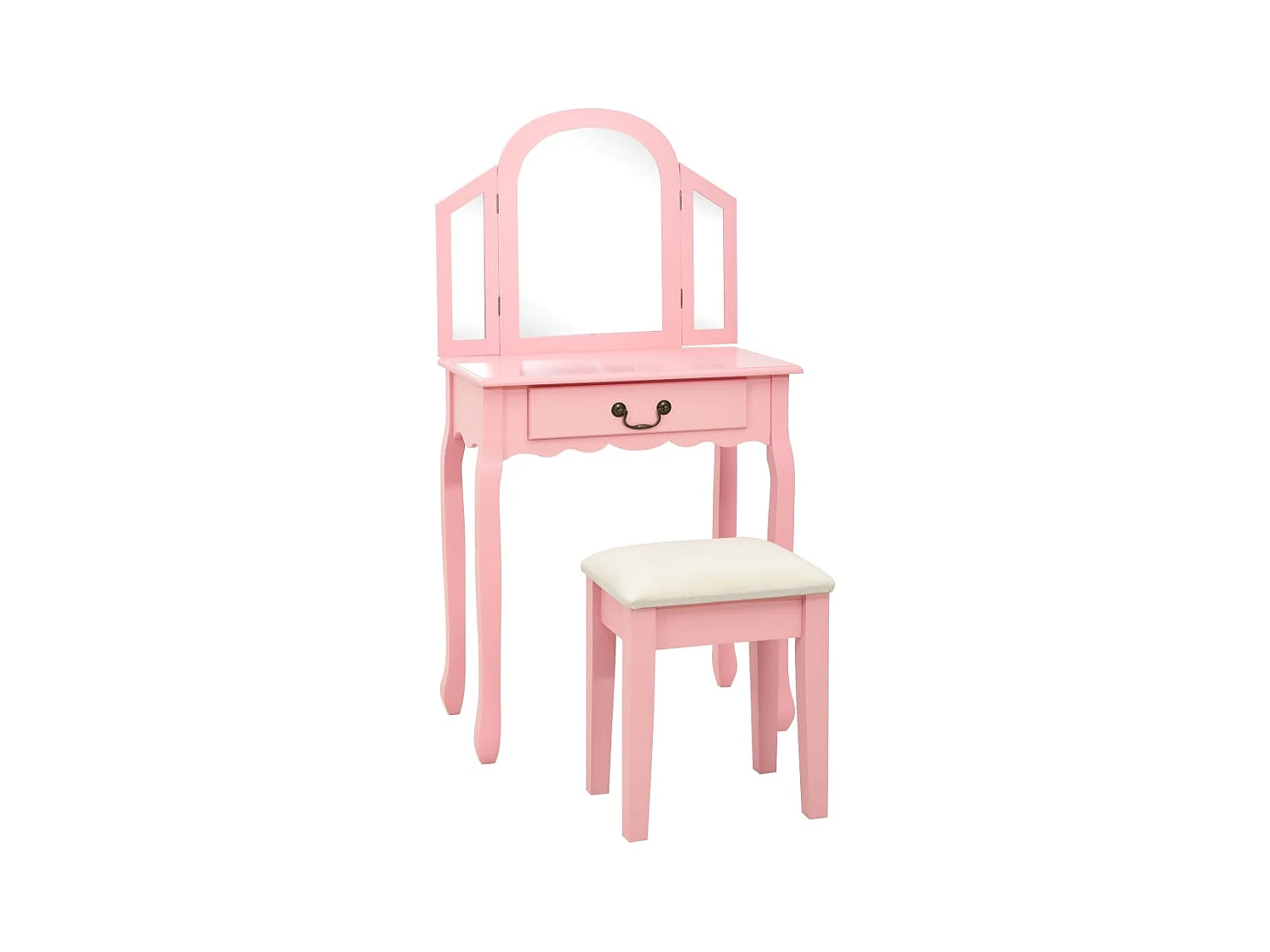 Coiffeuse et tabouret 65 effet bois marron 65 x 36 x 128 cm 02_0006382