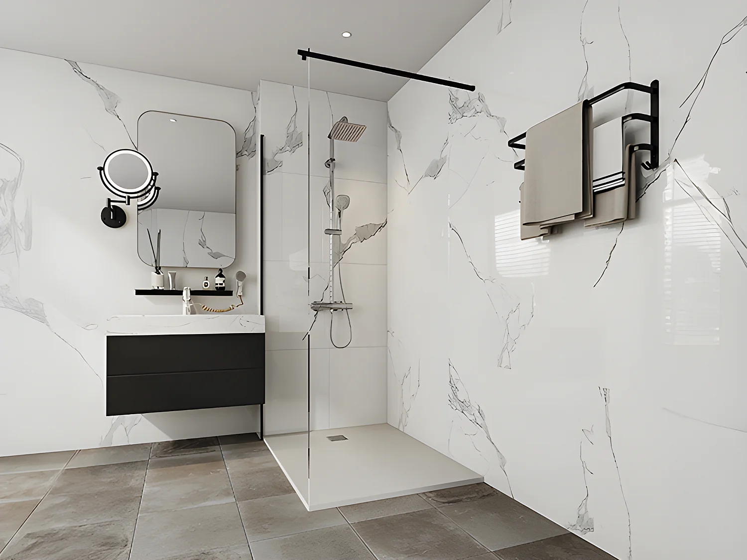 Receveur de douche extra plat à poser ou à encastrer recoupable en résine SMC - Blanc - 120 x 90 cm - MIRNOSA