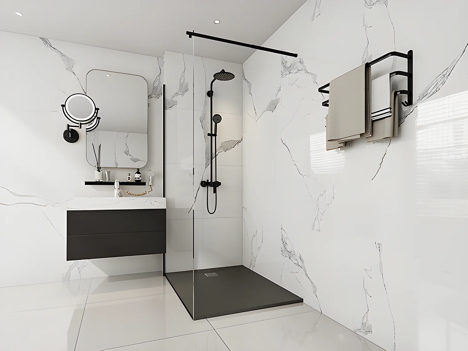 Receveur de douche extra plat à poser ou à encastrer recoupable en résine SMC - Noir - 120 x 90 cm - MIRNOSA