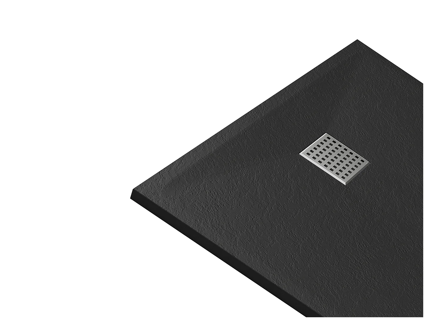 Ekstra flad brusekar til fritstående eller indbygget installation, skærbar i SMC-resin - Sort - 120 x 90 cm - MIRNOSA