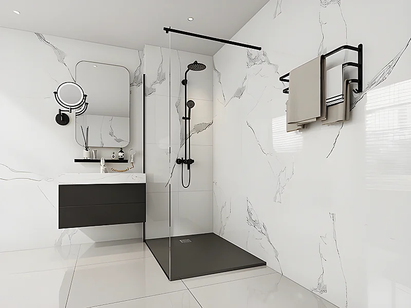 Receveur de douche extra plat à poser ou à encastrer recoupable en résine SMC - Noir - 120 x 90 cm - MIRNOSA