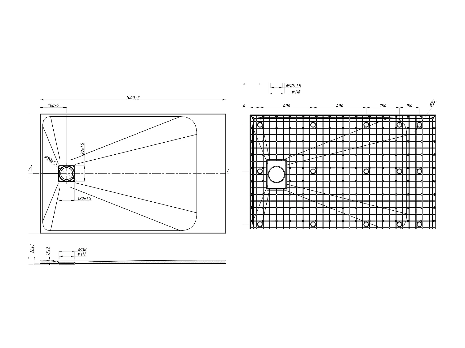 Receveur de douche extra plat à poser ou à encastrer recoupable en résine SMC - Blanc - 140 x 90 cm - MIRNOSA
