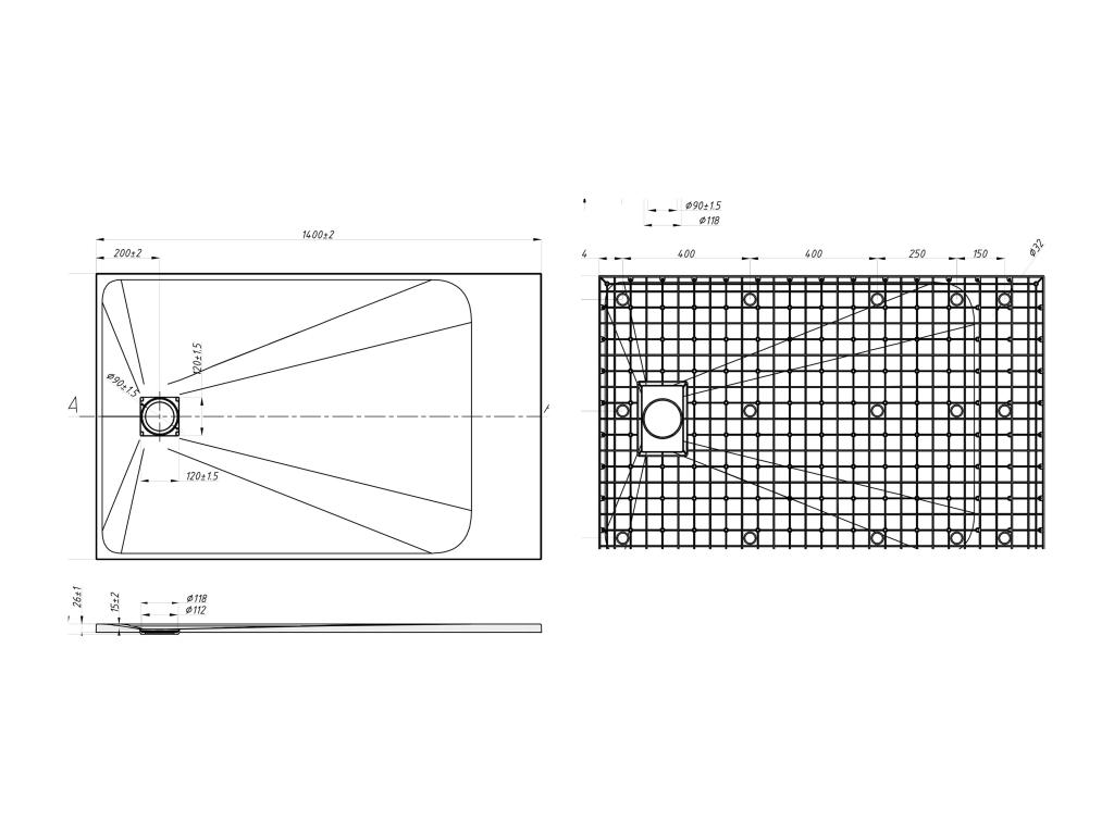 Receveur extra-plat à poser ou à encastrer découpable en résine SMC - Noir - 140 x 90 cm - MIRNOSA