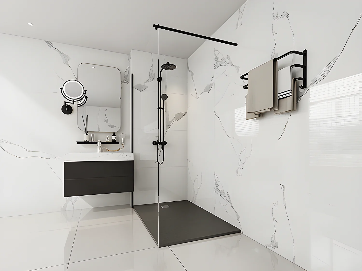 Receveur de douche extra plat à poser ou à encastrer recoupable en résine SMC - Noir - 140 x 90 cm - MIRNOSA