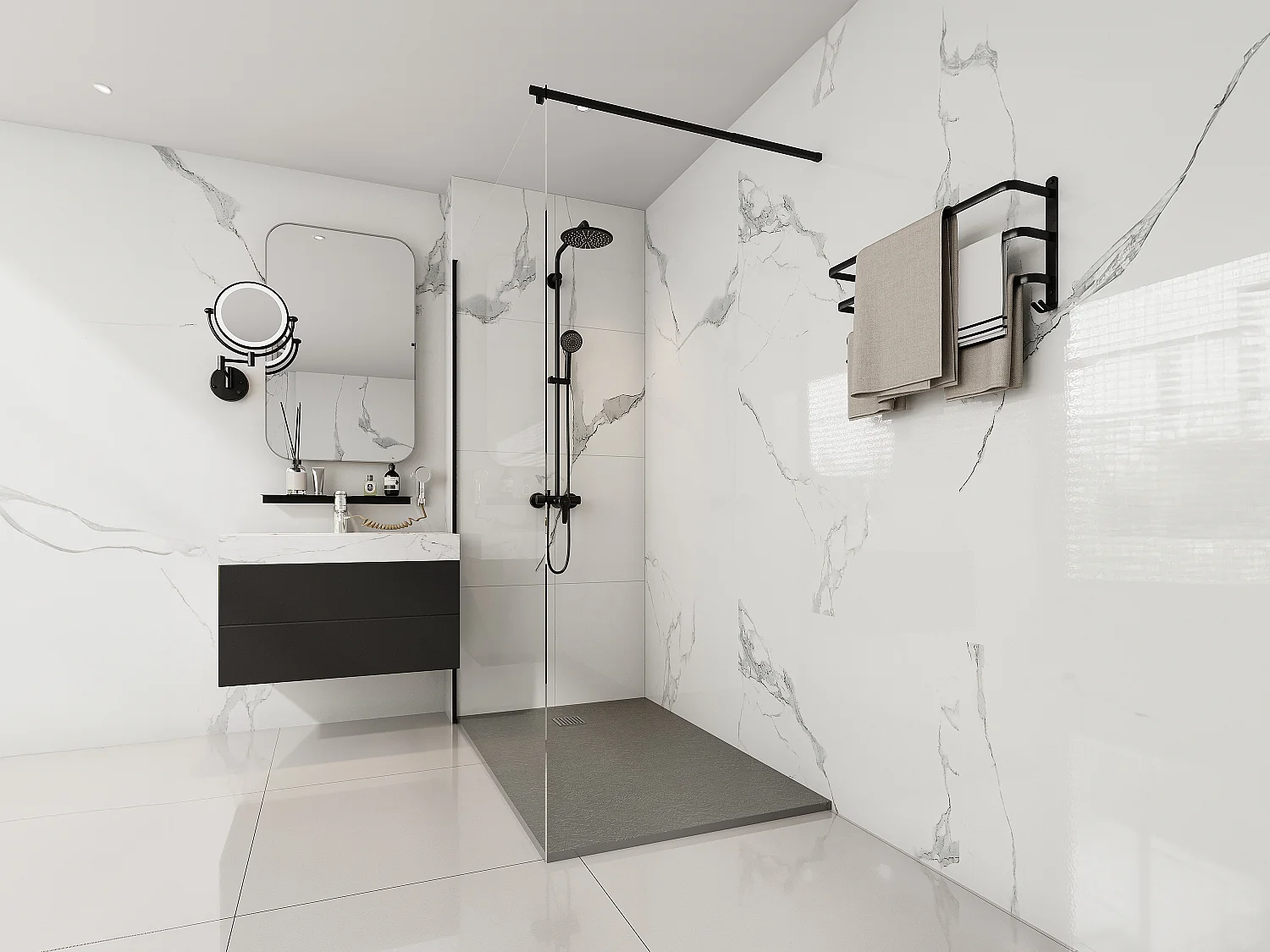 Receveur de douche extra plat à poser ou à encastrer recoupable en résine SMC - Gris - 140 x 90 cm - MIRNOSA