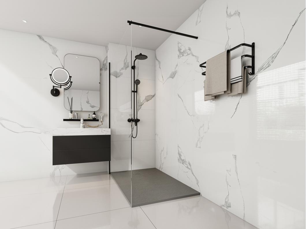 Receveur extra-plat à poser ou à encastrer découpable en résine SMC - Gris - 140 x 90 cm - MIRNOSA