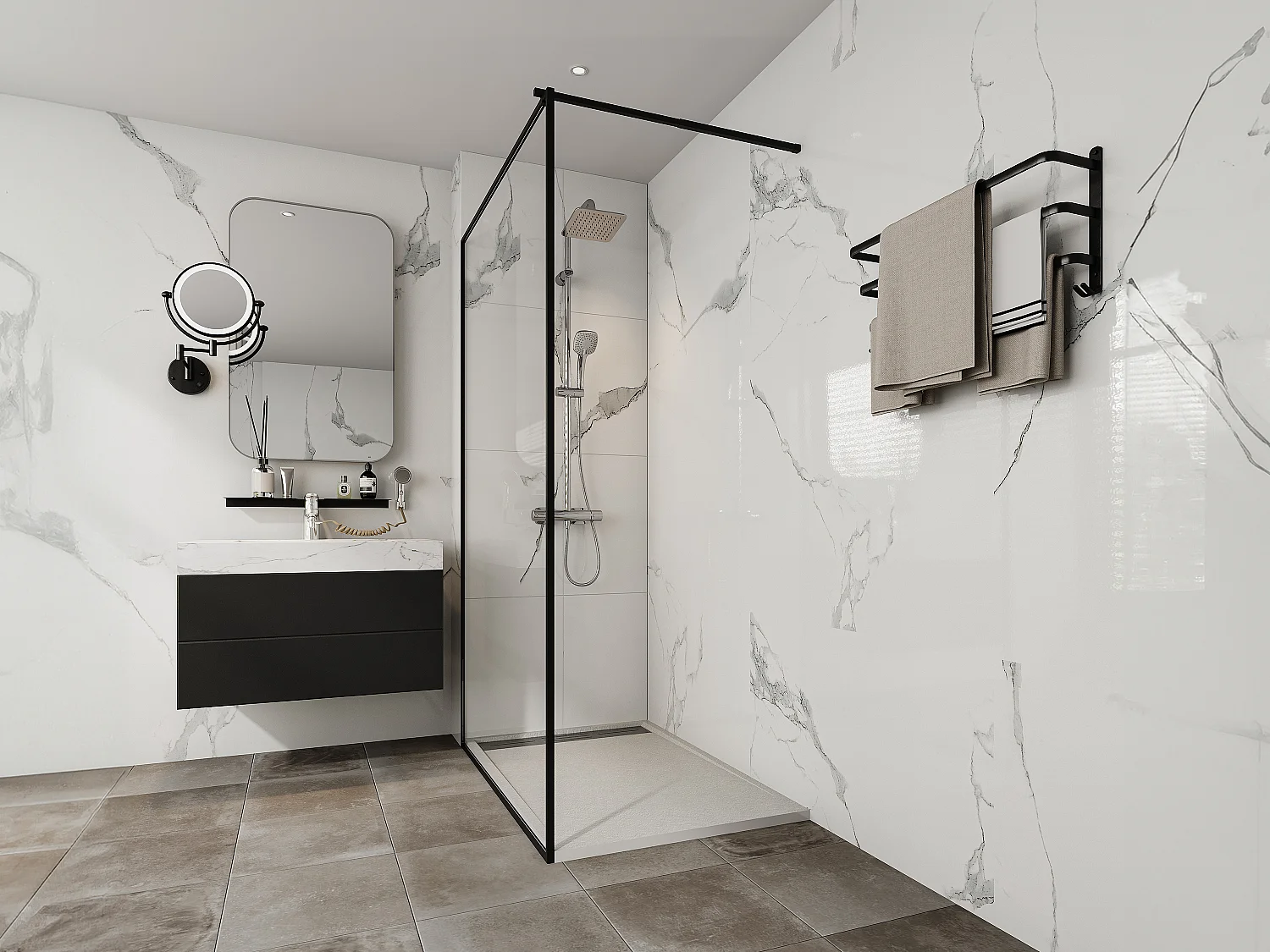 Receveur de douche extra plat à poser ou à encastrer recoupable en résine  SMC - Blanc - 120 x 80 cm - LYROSA