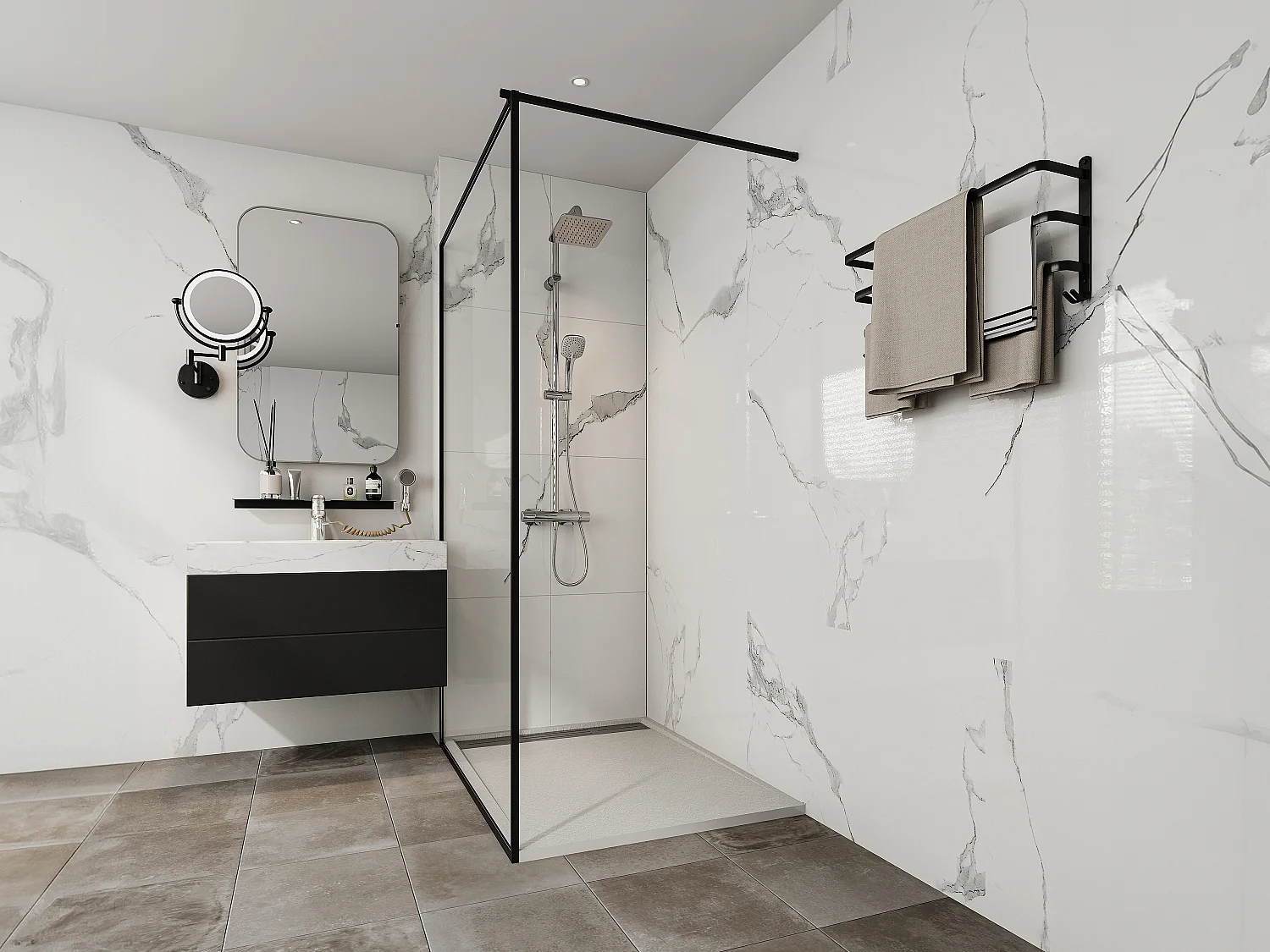 Receveur de douche extra plat à poser ou à encastrer recoupable en résine SMC - Blanc - 120 x 90 cm - LYROSA