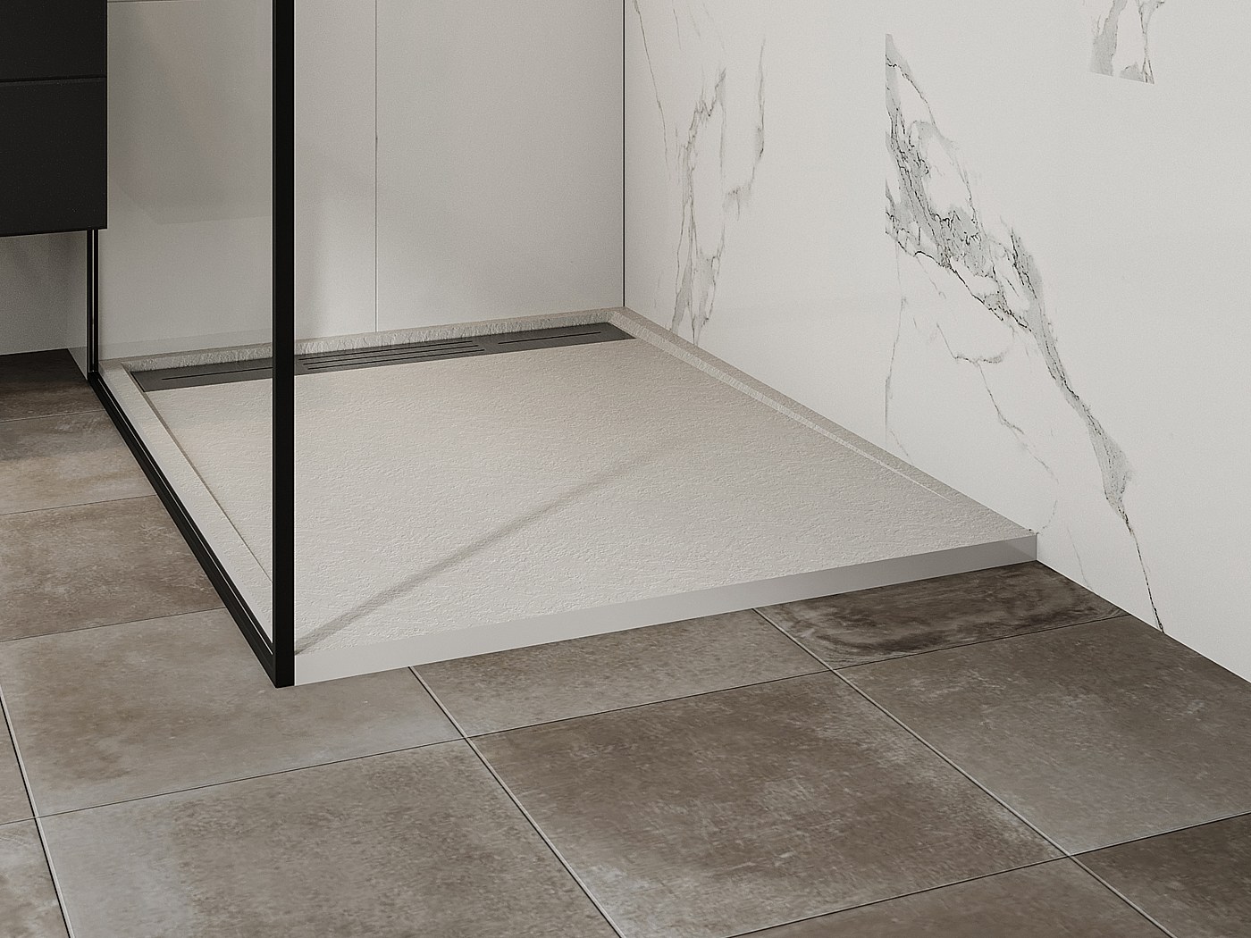 Receveur Douche Extra-Plat MIRNOSA 120x90cm - Résine Blanc - À Poser Ou Encastrer - Découpable Et Anti-Dérapant