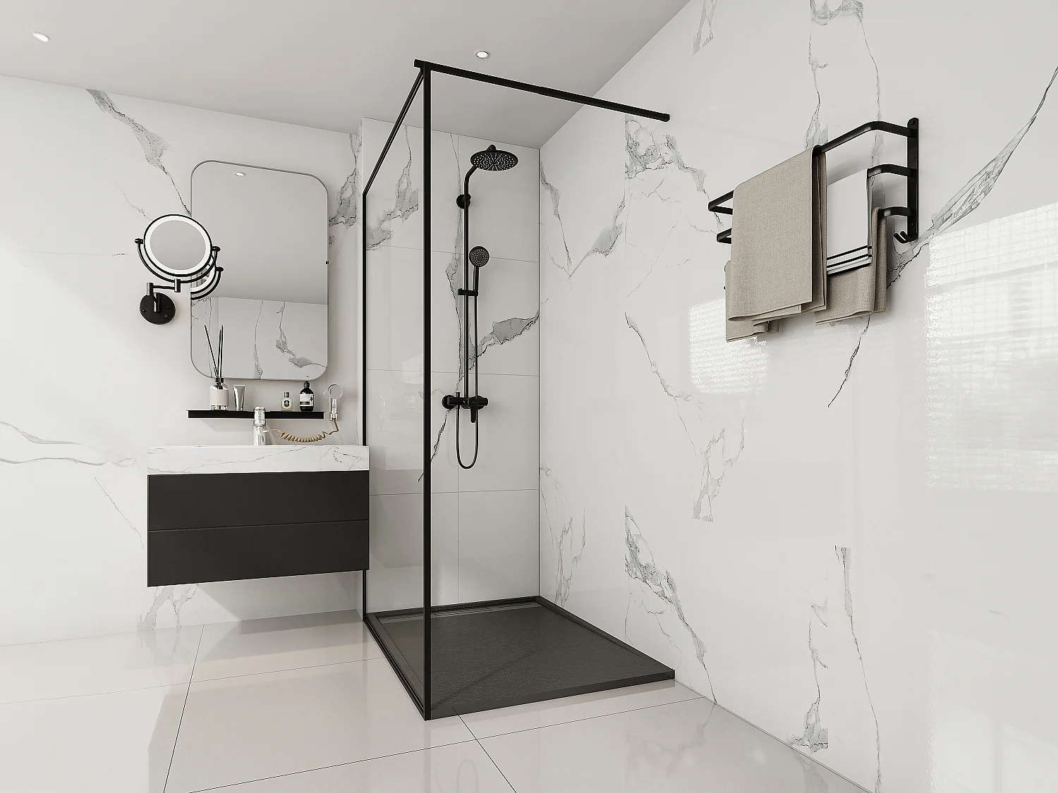 Receveur de douche extra plat à poser ou à encastrer recoupable en résine SMC - Noir - 120 x 90 cm - LYROSA