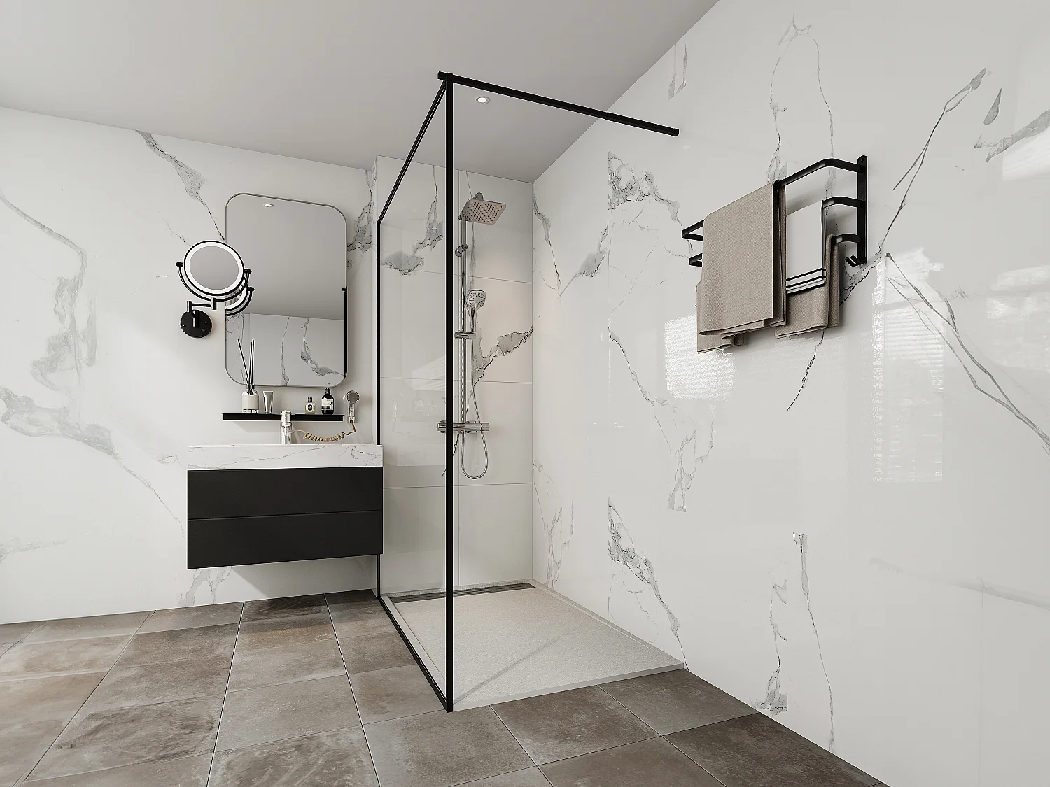 Receveur de douche extra plat à poser ou à encastrer recoupable en résine SMC - Blanc - 140 x 90 cm - LYROSA