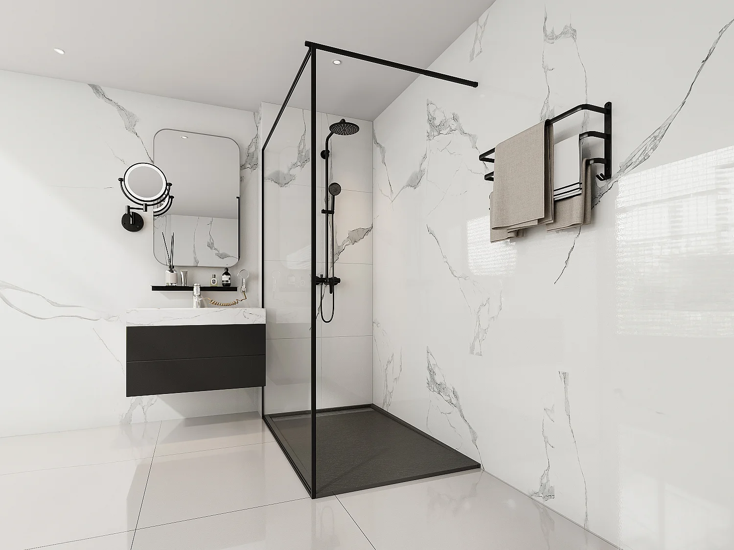 Receveur de douche extra plat à poser ou à encastrer recoupable en résine SMC - Noir - 140 x 90 cm - LYROSA