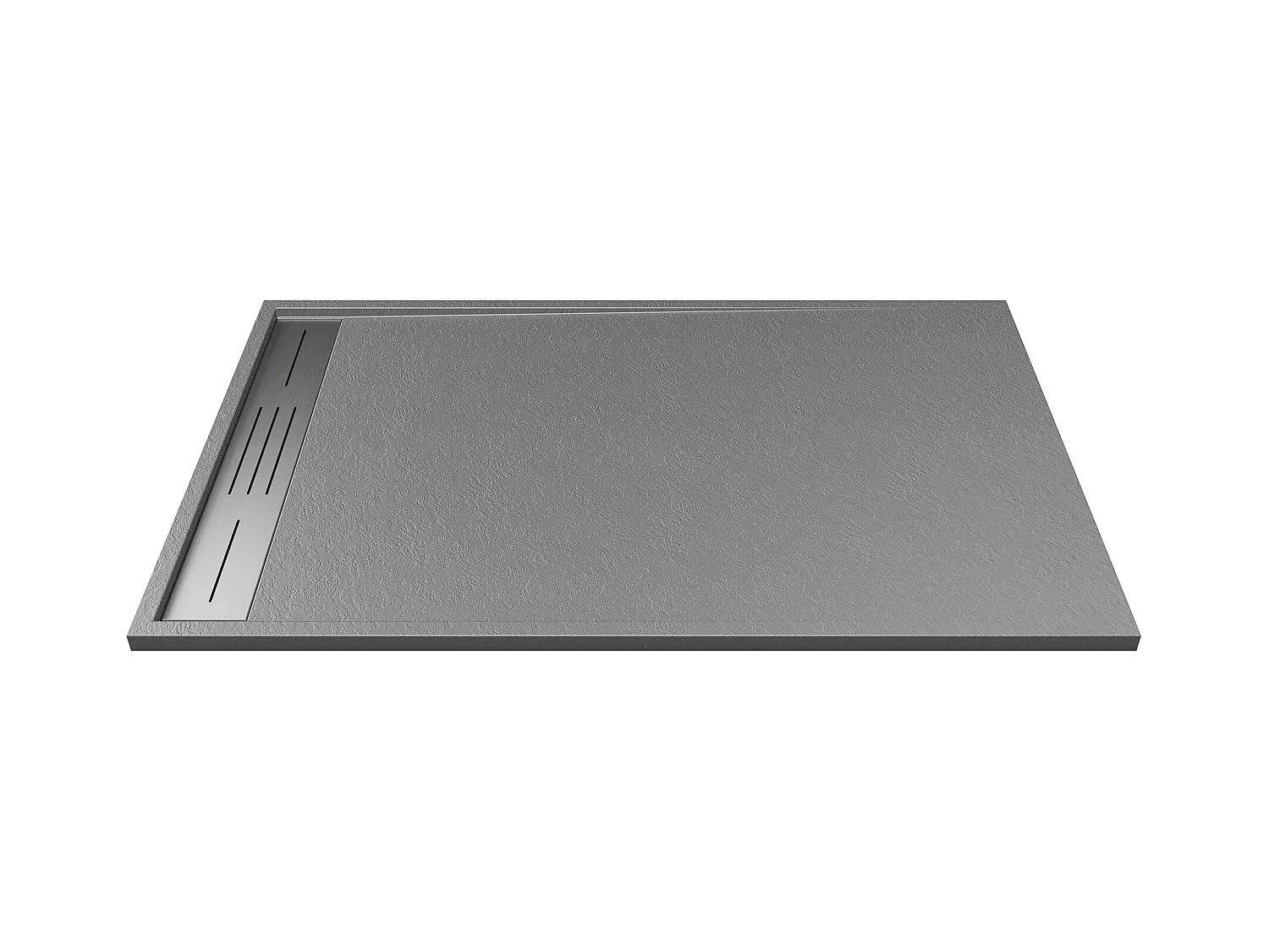 Ekstra flad bruseniche til placering ovenpå eller forsænket installation, kan tilskæres, fremstillet af SMC-harpiks - Grå - 140 x 90 cm - LYROSA