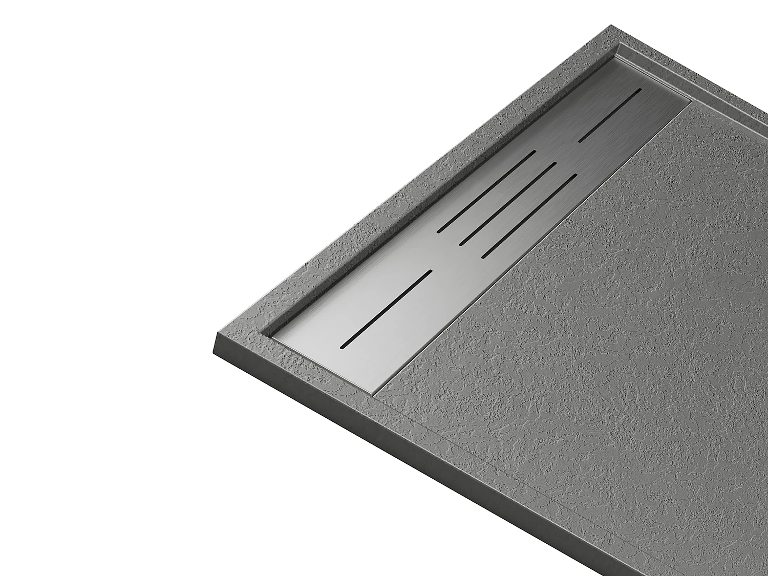 Receveur de douche extra plat à poser ou à encastrer recoupable en résine SMC - Gris - 140 x 90 cm - LYROSA