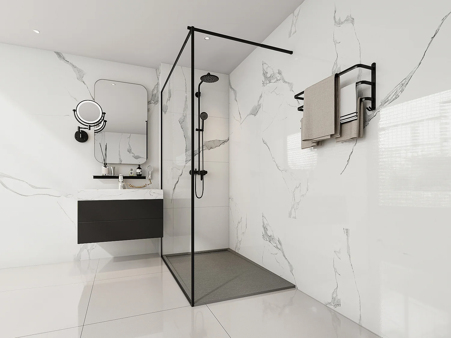 Receveur de douche extra plat à poser ou à encastrer recoupable en résine SMC - Gris - 140 x 90 cm - LYROSA