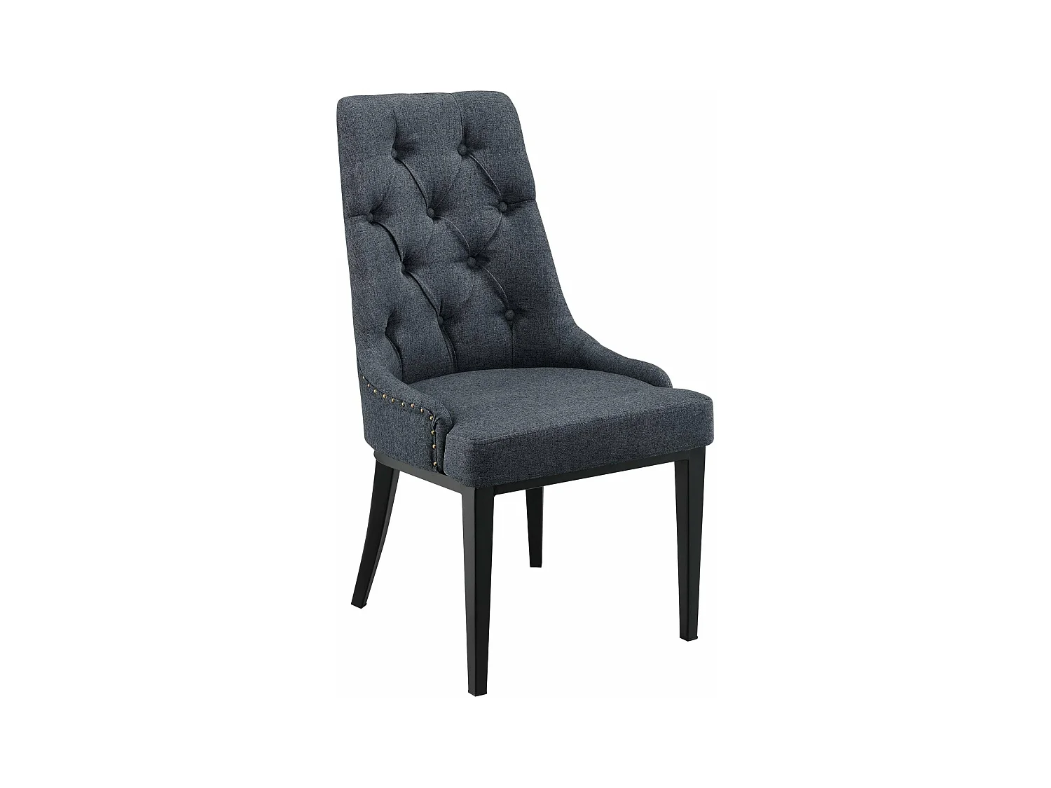 Chaise de salle à manger stylée avec motif chesterfield siège design pieds robustes en métal rembourrage textile 100 x 53 x 60 cm gris foncé 03_0005001