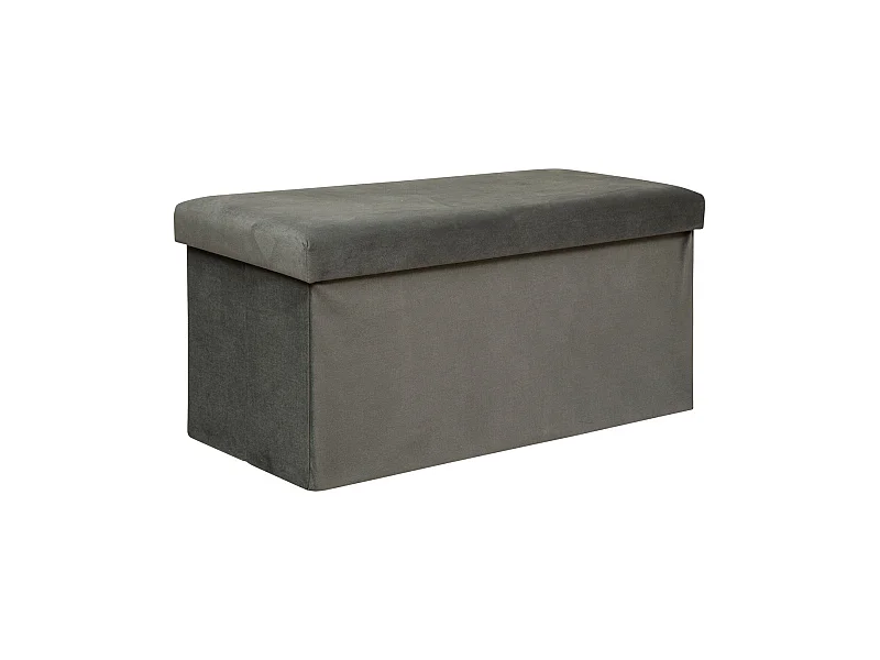 Pouf pliant et Coffre de rangement en tissu Gris 76 x 38 cm