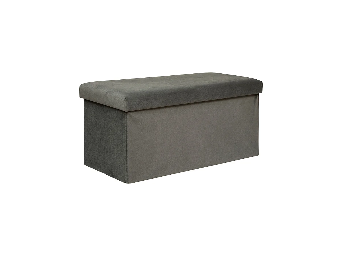 Pouf pliant et Coffre de rangement en tissu Gris 76 x 38 cm
