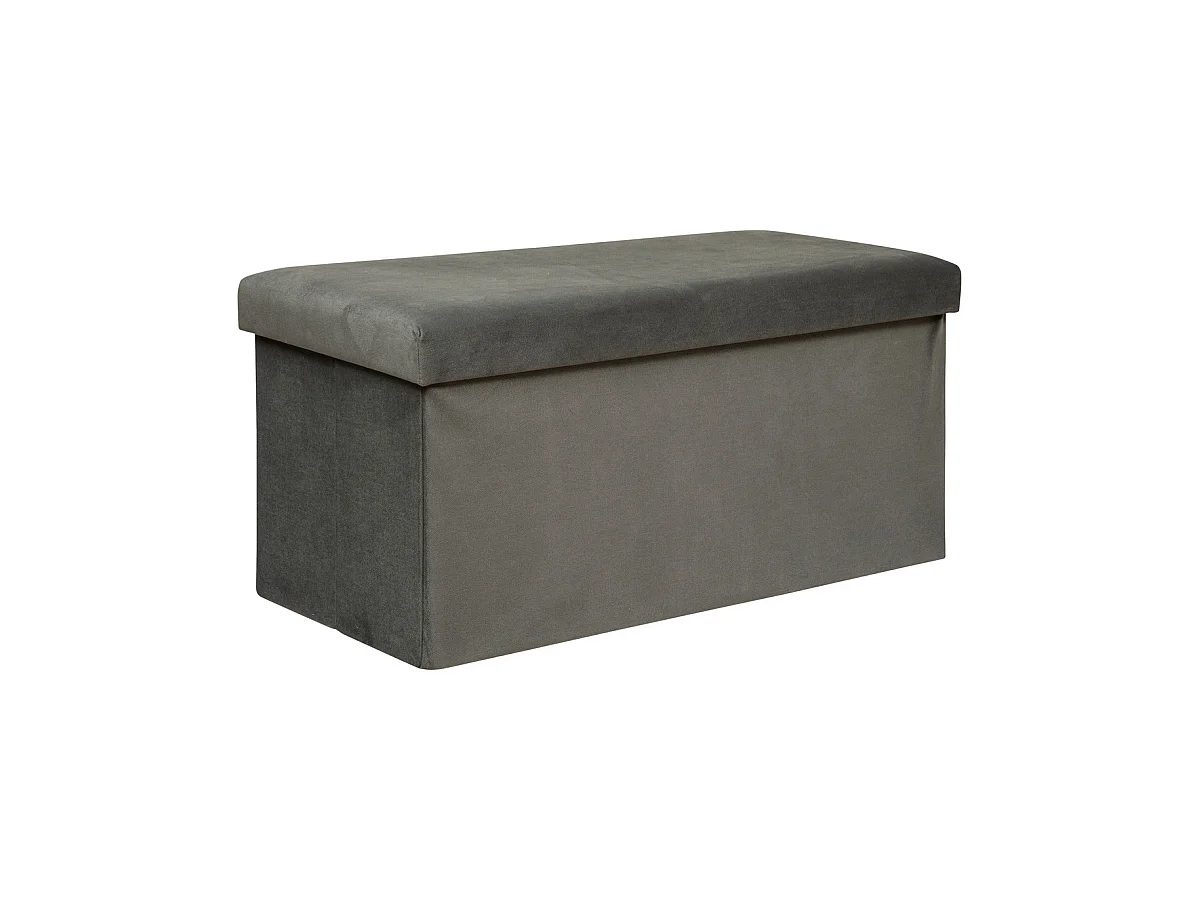 Pouf pliant et Coffre de rangement en tissu Gris 76 x 38 cm